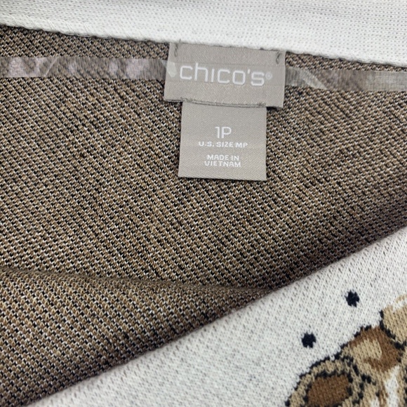 Chicos Pullover Sweater Jacquard Boat Neck Pattern Size 1P Petite New NWT $99 - Picture 2 of 4